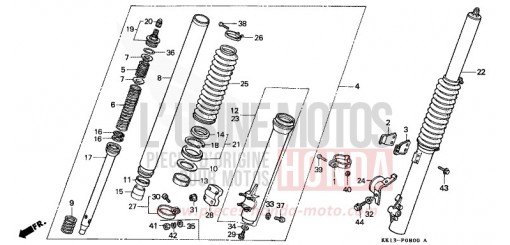 FOURCHETTE AVANT (XR250RE/RF) XR250RF de 1985